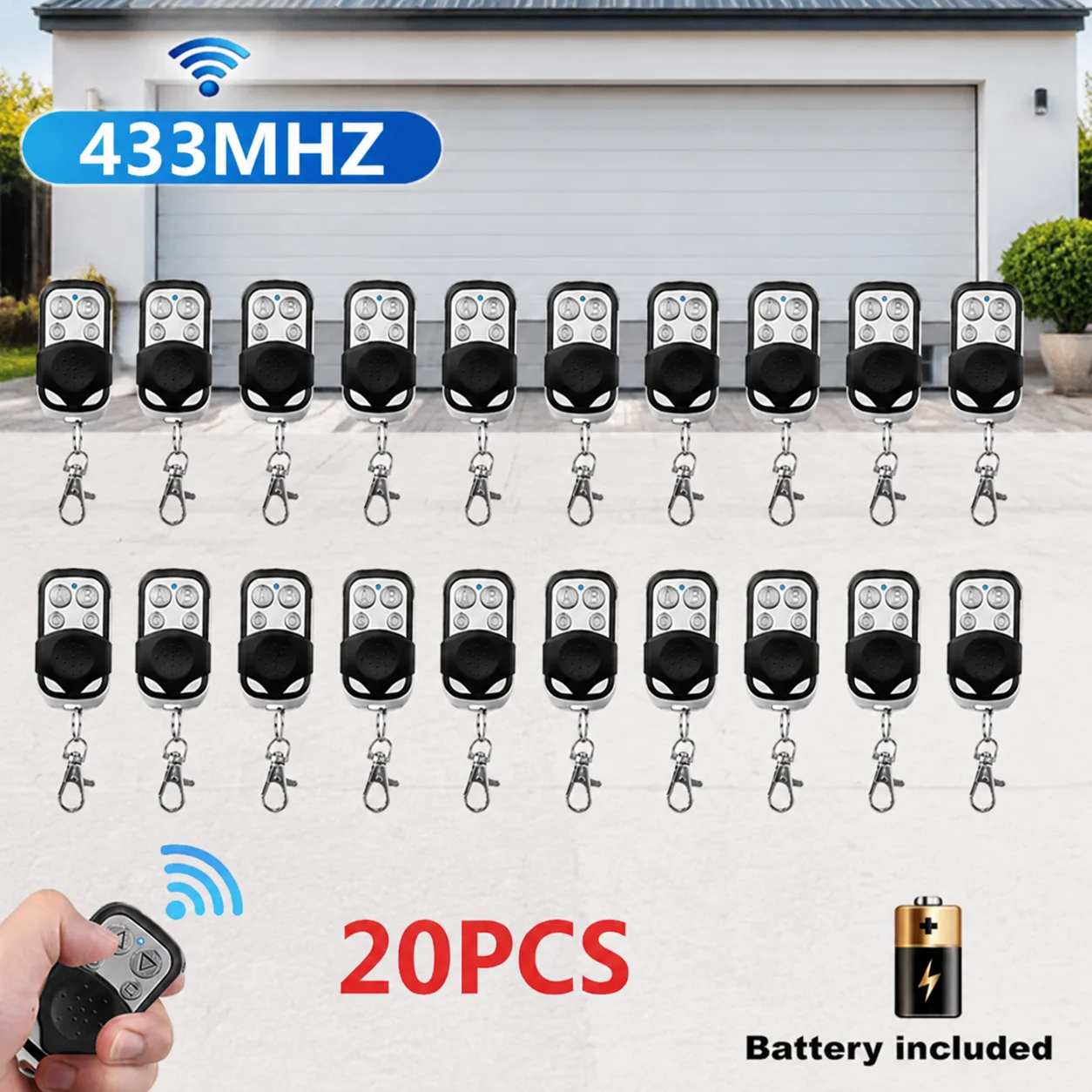 20PCS 433MHz Auto Copy Remote Control Electric Garage Door Opener Remote Controller Duplicator Clone Cloning Code Transmitter