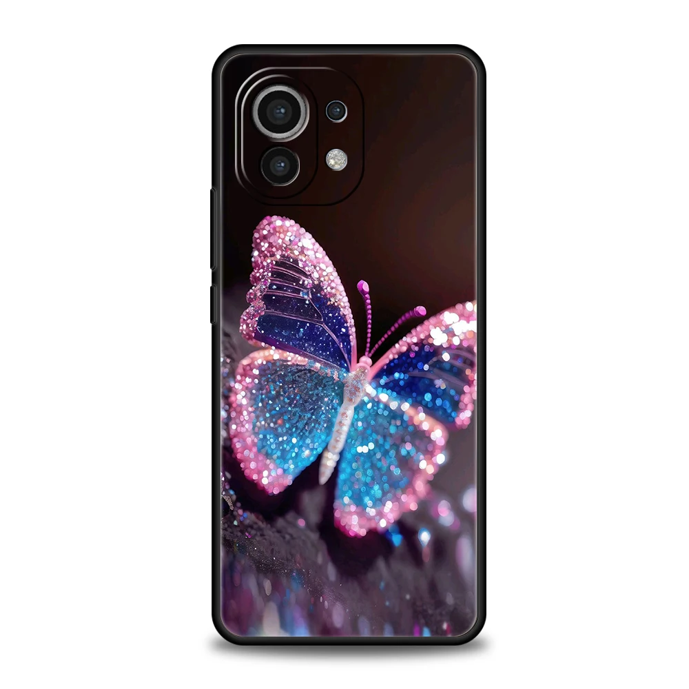 Luxury Butterfly Glitter Clear Phone Case Cover for Xiaomi Mi 15 14 13 12 11 Ultra 14T 13T 12T 11T 10T Pro Lite 5G Silicone Capa