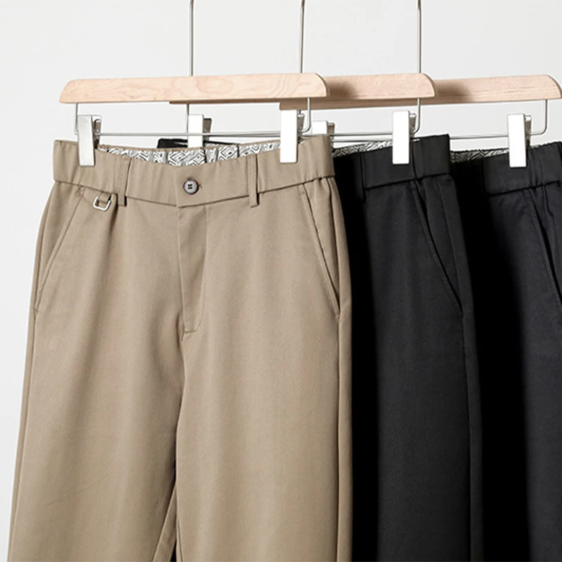 Pantaloni da lavoro in cotone per uomo nuovi pantaloni da uomo Slim Fit in vita elastica classica di alta qualità autunno pantaloni lunghi in tinta unita