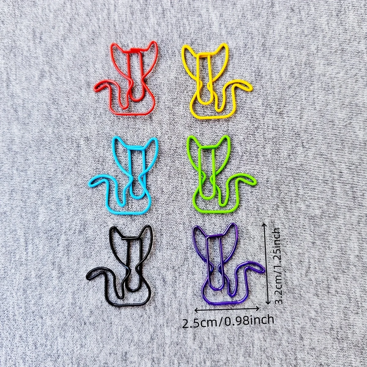 25Pcs Cat Shaped Paper Clips In 6 Mixed Colors for Paperwork Office School Personal Use Festival Decoration