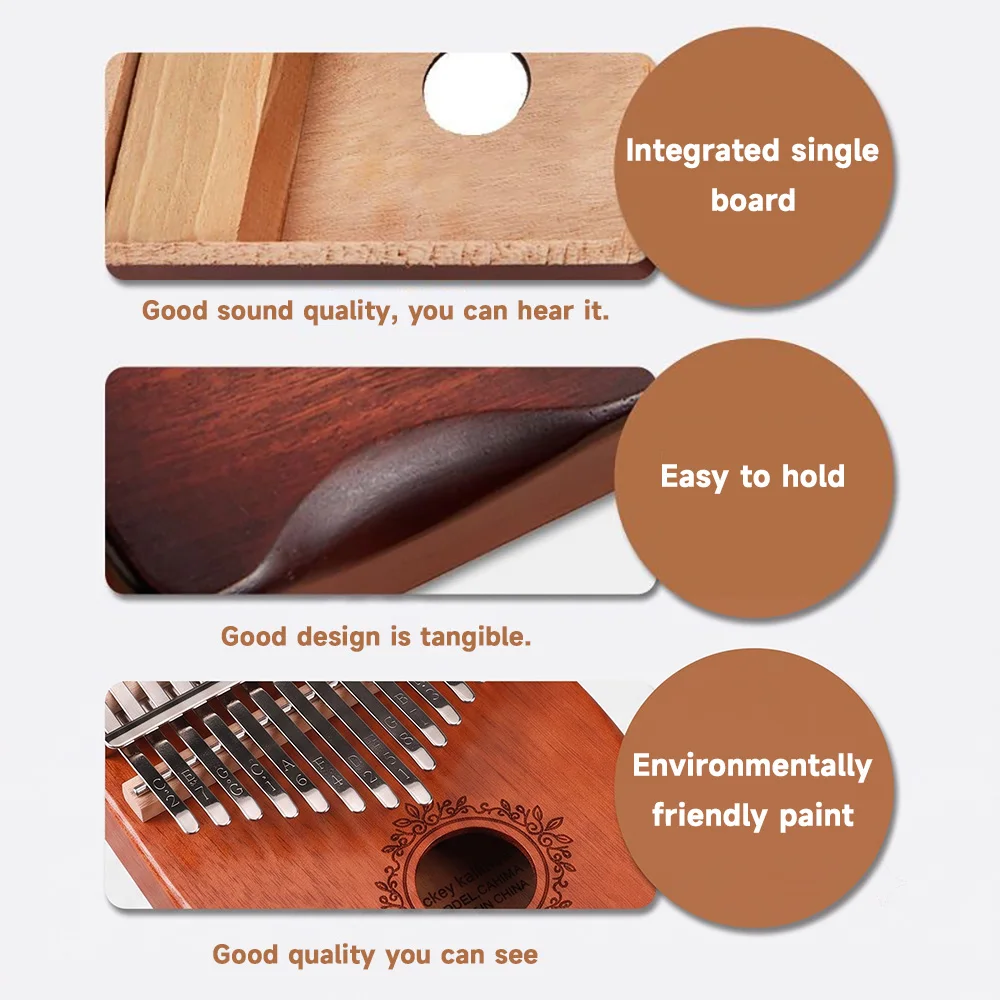 21 Key Mahogany Kalimba Thumb Piano 17 key Portable Finger Piano for Beginner Mbira Gifts for Adults/Kids view 5