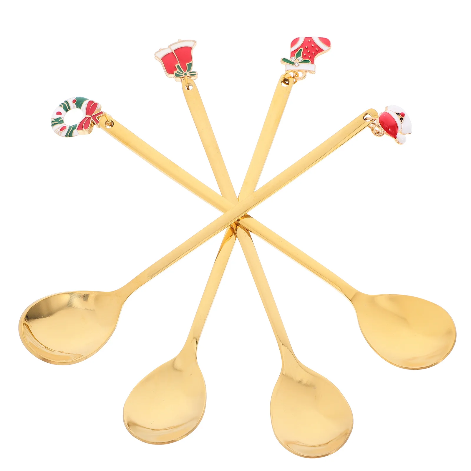 4 stuks roestvrijstalen kersthanger koffie roerlepel xmas dessert theelepels voor ijs taart soep kleine metalen lepels