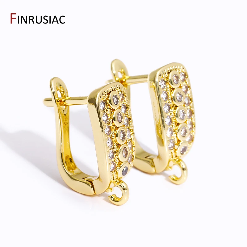 Multi Styles 18K Gold Plated Brass Inlaid Zircon Earring Hook Clasps For Women Wedding Shvenzy Earrings Making Findings