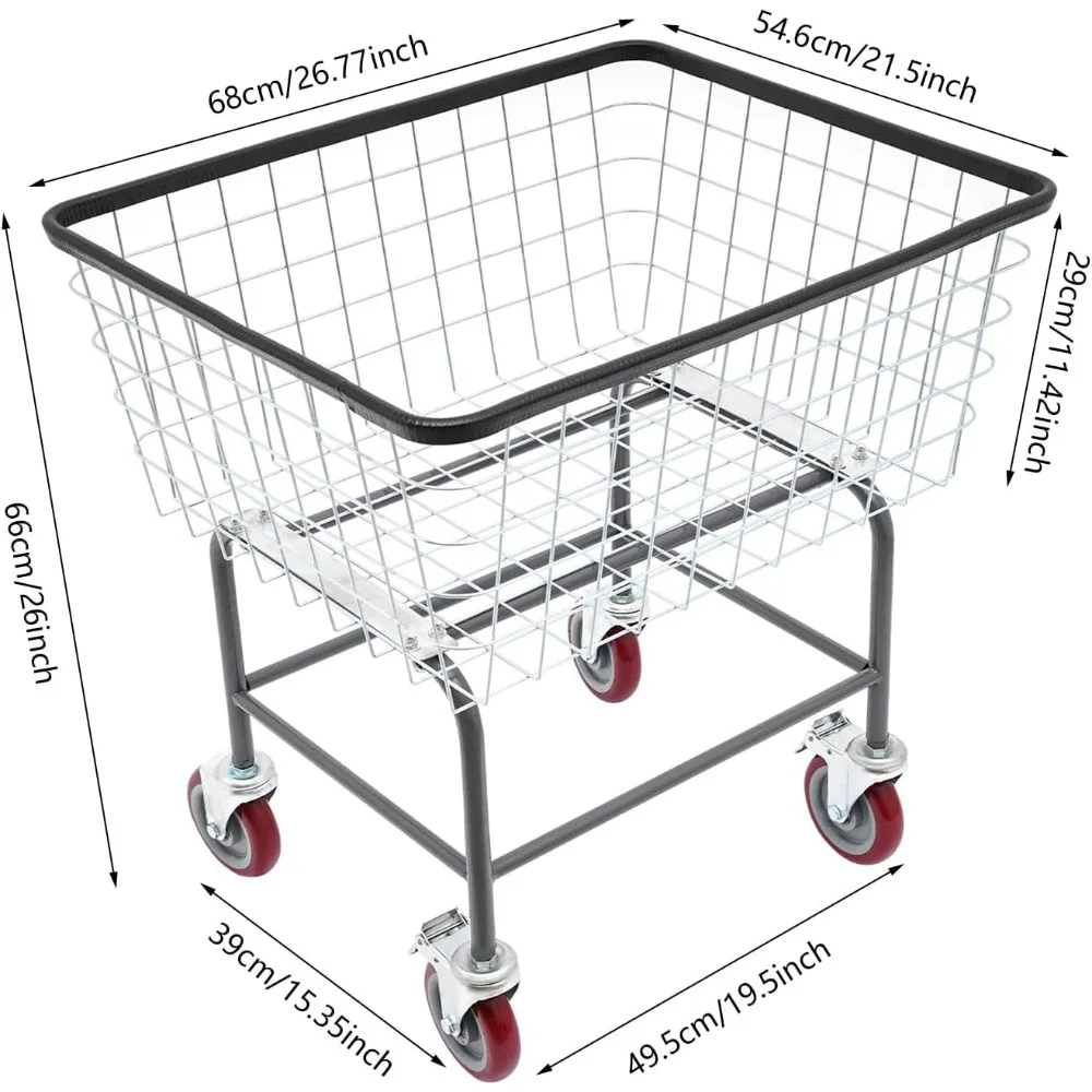 

Прочная корзина для белья на колесиках, стальная корзина на 2,5 кубических ножках для коммерческого использования, оптимизированная для эффективного хранения одежды