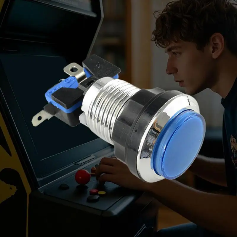 아케이드 LED 조명 푸시 버튼 아케이드 기계 성인 소년과 가벼운 가을 방지 게임 용품이있는 작은 푸시 버튼