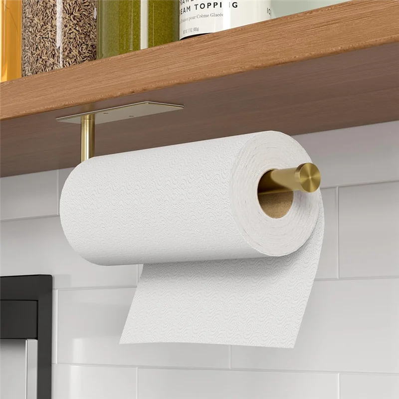 

ABRE-держатель для бумажных полотенец под шкафом, самоклеящийся, без сверления, нержавеющая сталь, настенный для кухни, дома, автофургона