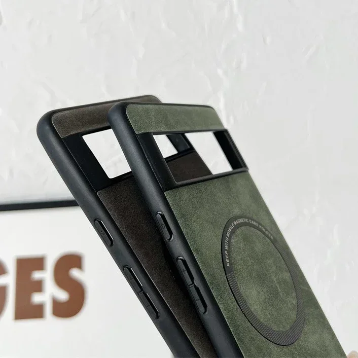 เคสฝาหลังหนังนิ่ม MagSafe สุดหรูเคสสำหรับ Google พิกเซล7 8 Pro 6 XL 7A 6A ผิวการชาร์จไร้สายแม่เหล็กให้ความรู้สึกกันกระแทก