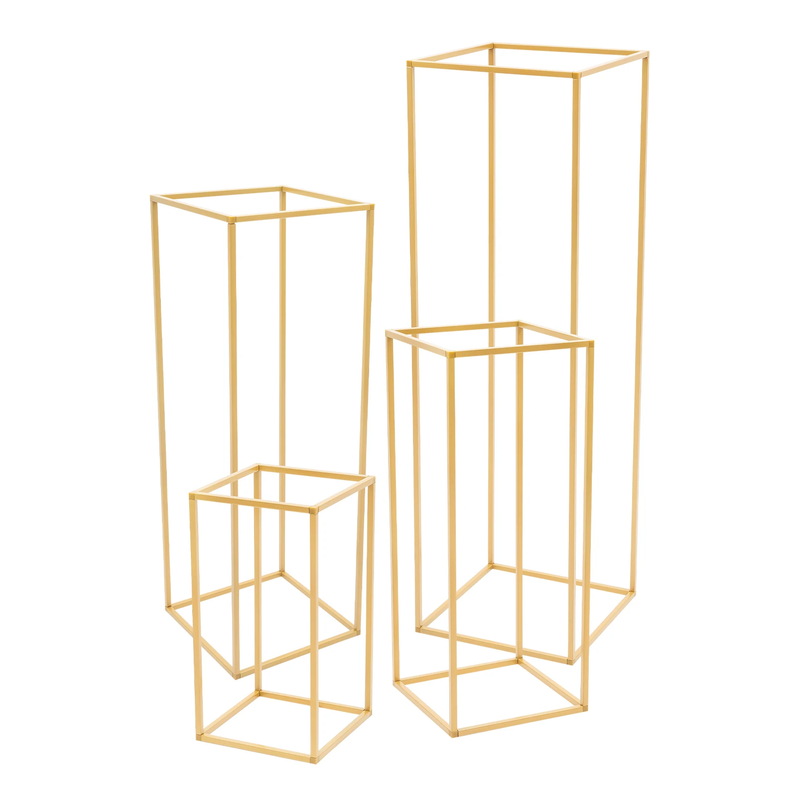 Lot de 4 supports floraux de mariage en métal doré, pilier en acier peint à haute température, 4 hauteurs différentes, charge maximale 22 lbs, support floral DIY