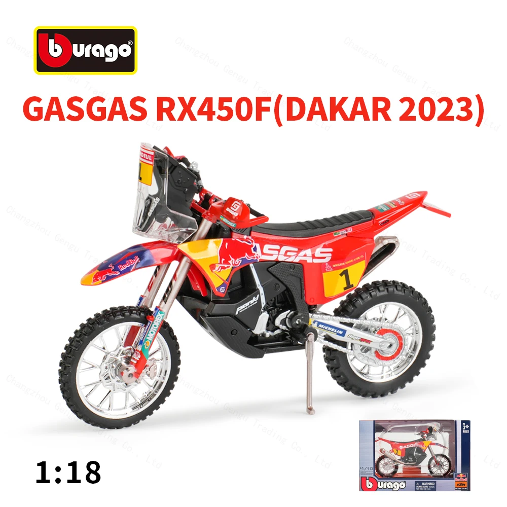 Bburago 1:18 GASGAS RX450F Dakar 2023, литые автомобили, Коллекционная модель мотоцикла, игрушки Bburago 1:18 GASGAS RX450F Dakar 2023, литые автомобили, Коллекционная модель мотоцикла, игрушки