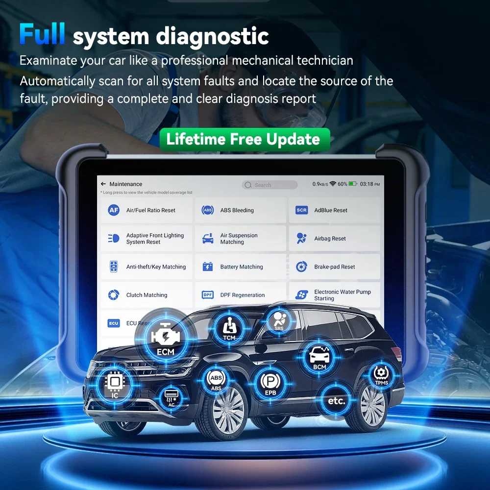 MUCAR 892BT OBD2 Diagnostic Tool AI CAN FD/DOIP All System Diagnosis 35 Resets Bi-directional ECU Coding Lifetime Free Update