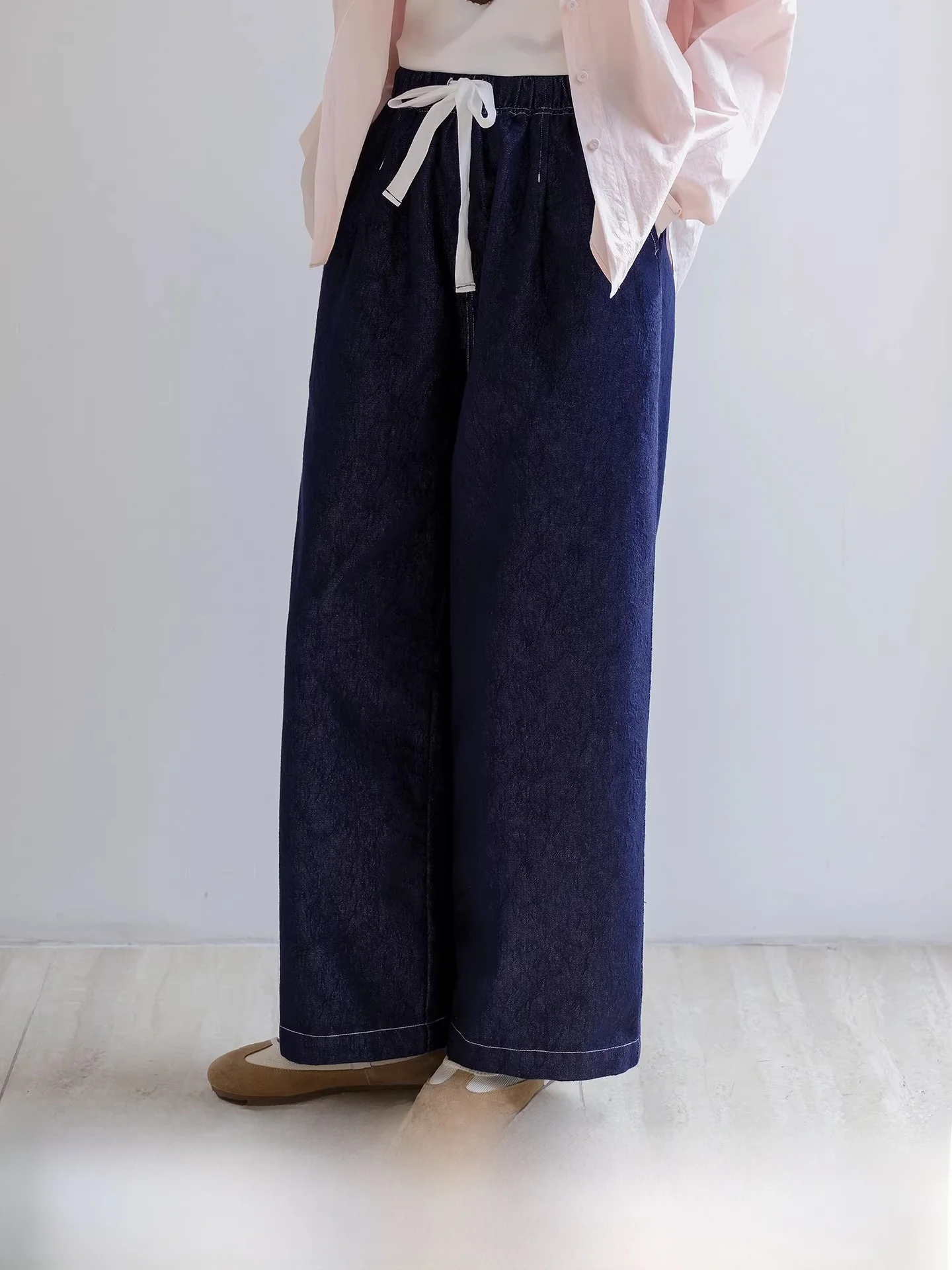 

Limited Time New Price Softened Floral Lace Wa Denim Wide Leg Pants Versatile Casual Cotton Ladies Jeans Original Design