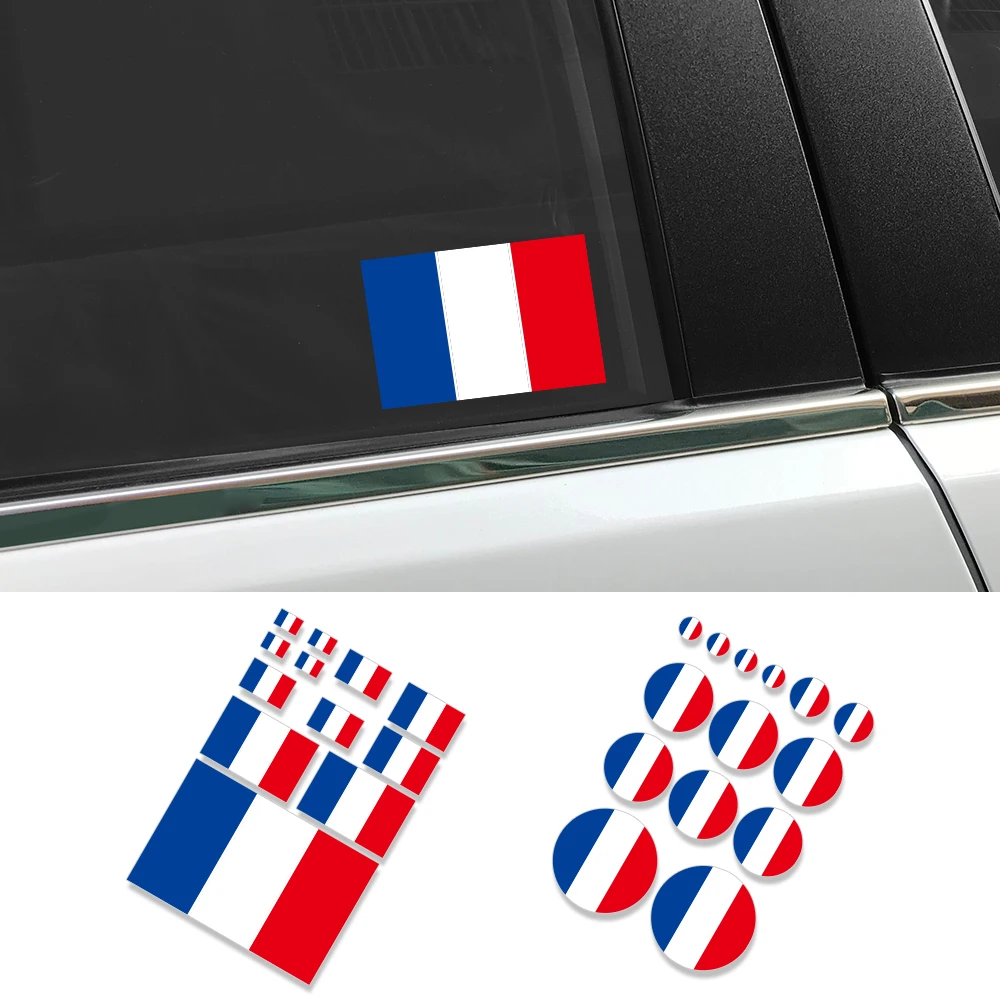 Car Sticker French Flag Creative Square Circular Flag Series Stickers Auto Body Windows Car Styling Personalized Car Accessories