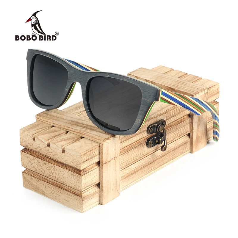 

BOBO BIRD Wood Sunglasses Polarized Retro UV400 Lens Summer Zebra Wood Glasses Colored Wooden Grey Lenses