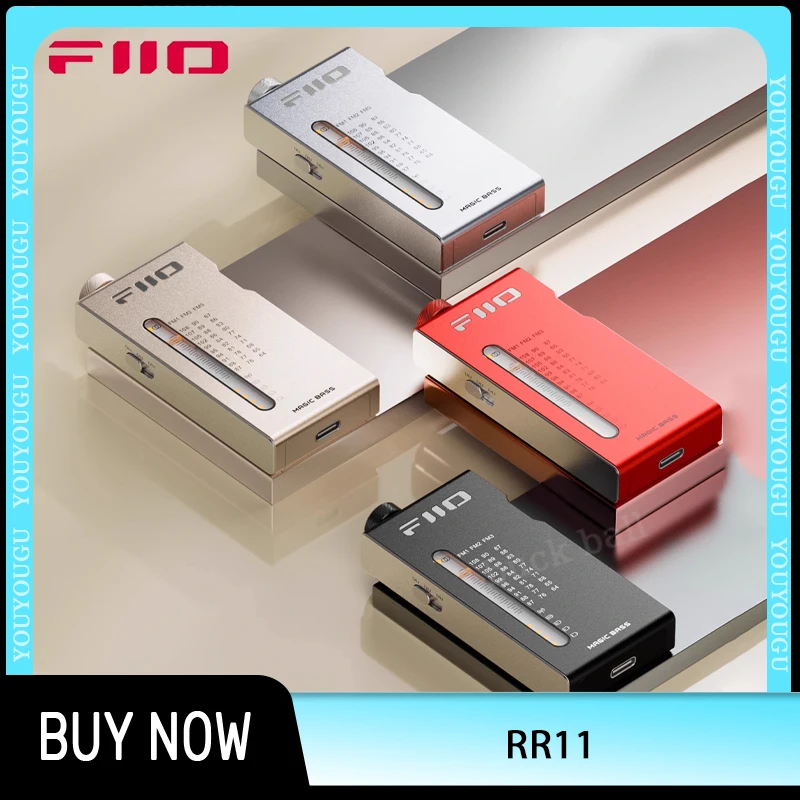 Fiio RR11 Tragbares Stereoradio aus Aluminiumlegierung, 13 mm, ultradünn, FM/Kopfhörer, Dual-Modus,