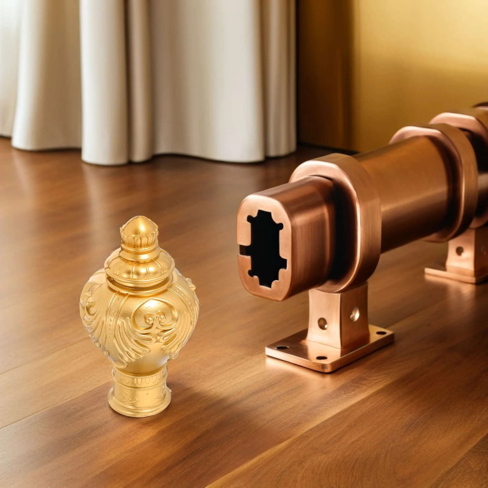 

20pcs Curtain Rod Decorative Heads 26-28Mm Gold Retro Finials For Window Curtain Rod Fitting Dust Prevention End Cap