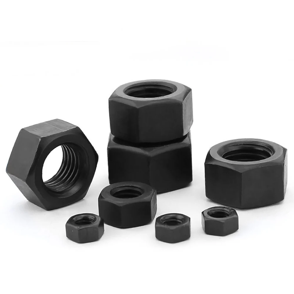 DIN934 GB6170 Black Oxide Carbon Steel Hex Nuts, UNC UNF BSW Thread Sizes