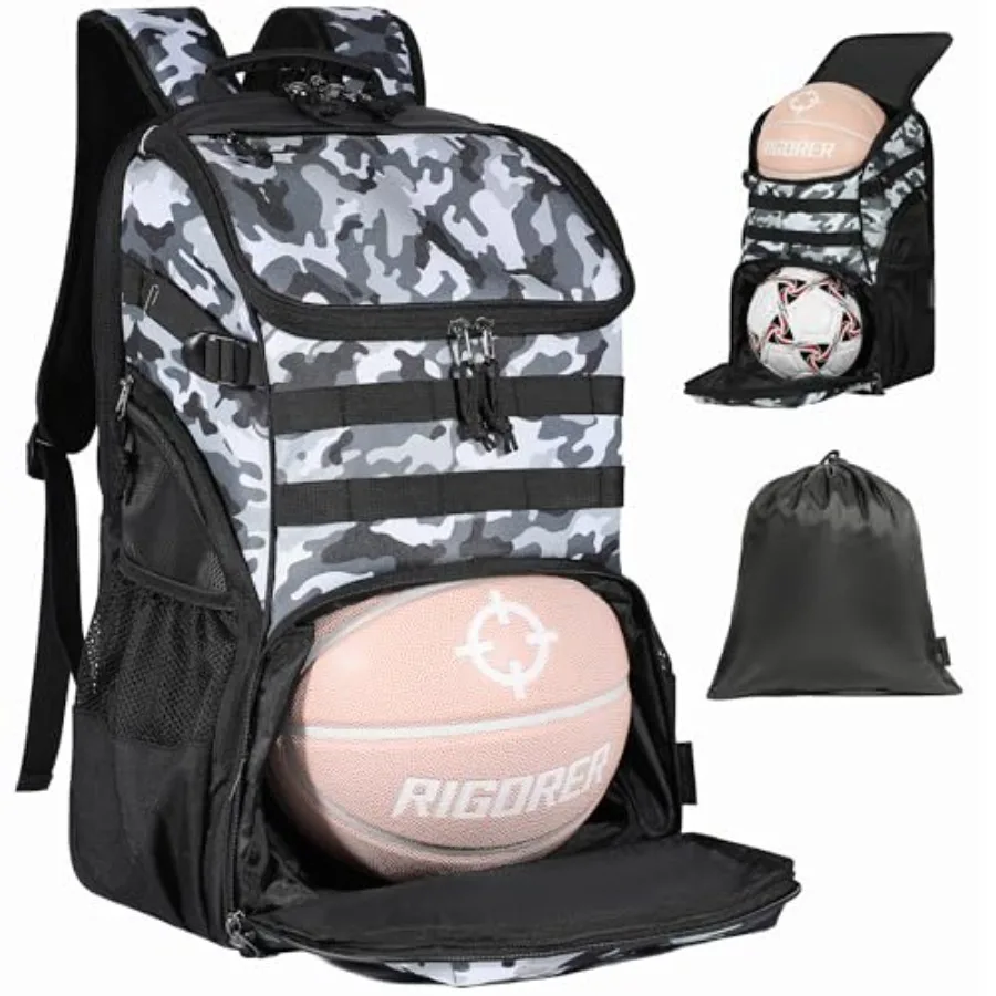 

Basketball Bag Backpack with Ball Holder Multi-Sport Backpack for Soccer Volleyball Football Baseball Helmet
