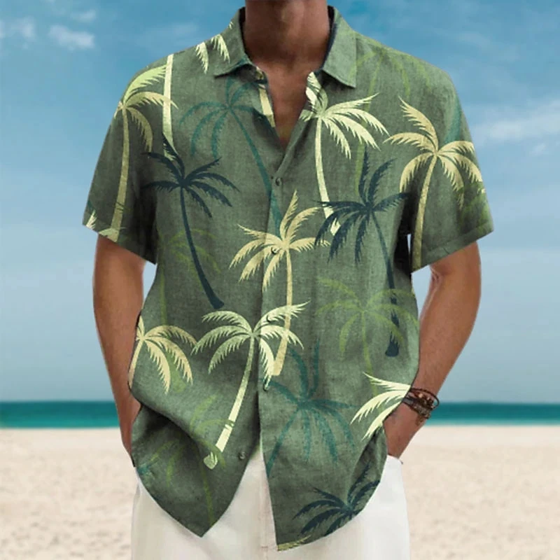 Hawaiian Shirts For Men Short Sleeve Tops New Coconut Treeo Graphic 3d Shirt Fashion Streetwear 5XL Summer Clothing Men\'s Blouse