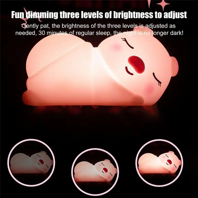 F-3C luz noturna para crianças luzes de cabeceira luzes de cabeceira para quarto toque led luzes animais recarregável dormir