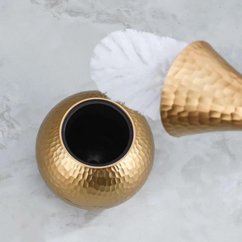 

Hot Golden High-end Cleaning Brush Long Handle with Base Holder Toilet Brush Non-Scratch Household Bathroom Brush