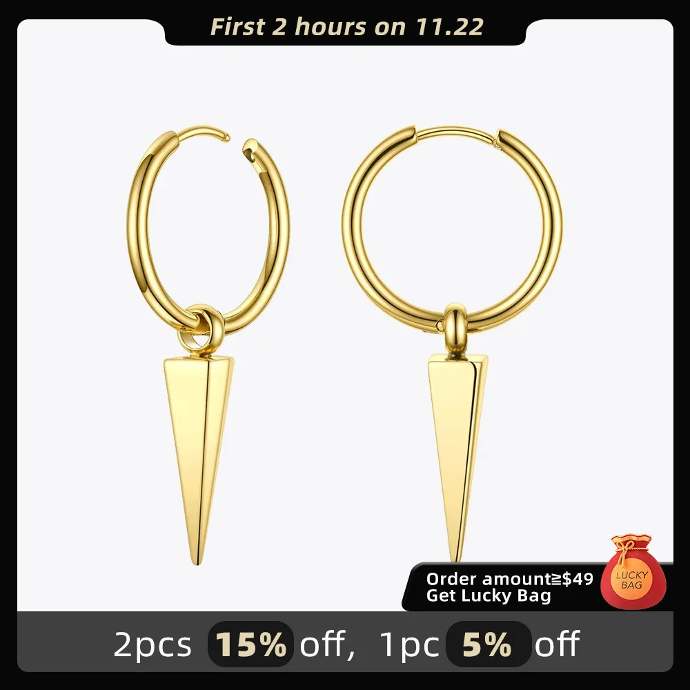 ENFASHION Pyramid Spike Drop Earrings For Women Gold Color Geometric Earings Stainless Steel Fashion Jewelry Kolczyki E201154