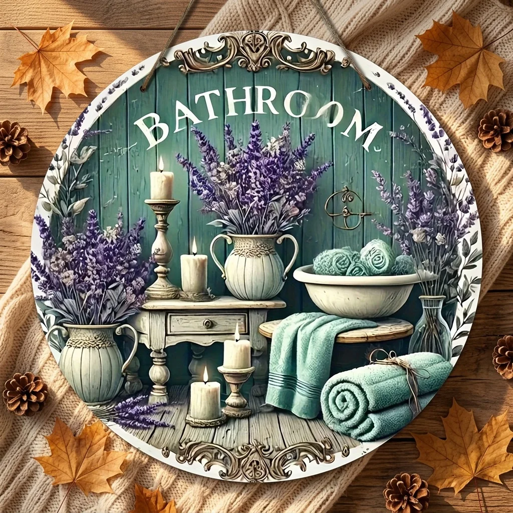2D Plane, 1pc of Aluminum Bathroom Wall Art Decor - Classic Floral and Plant Themes Including Lavender, Vintage Vases & Candles