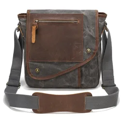 Vintage Fashion Casual Canvas Messenger Crossbody Bags for Men Streetwear Trendy Waterproof Wear-resistant Shoulder Bag Handbags