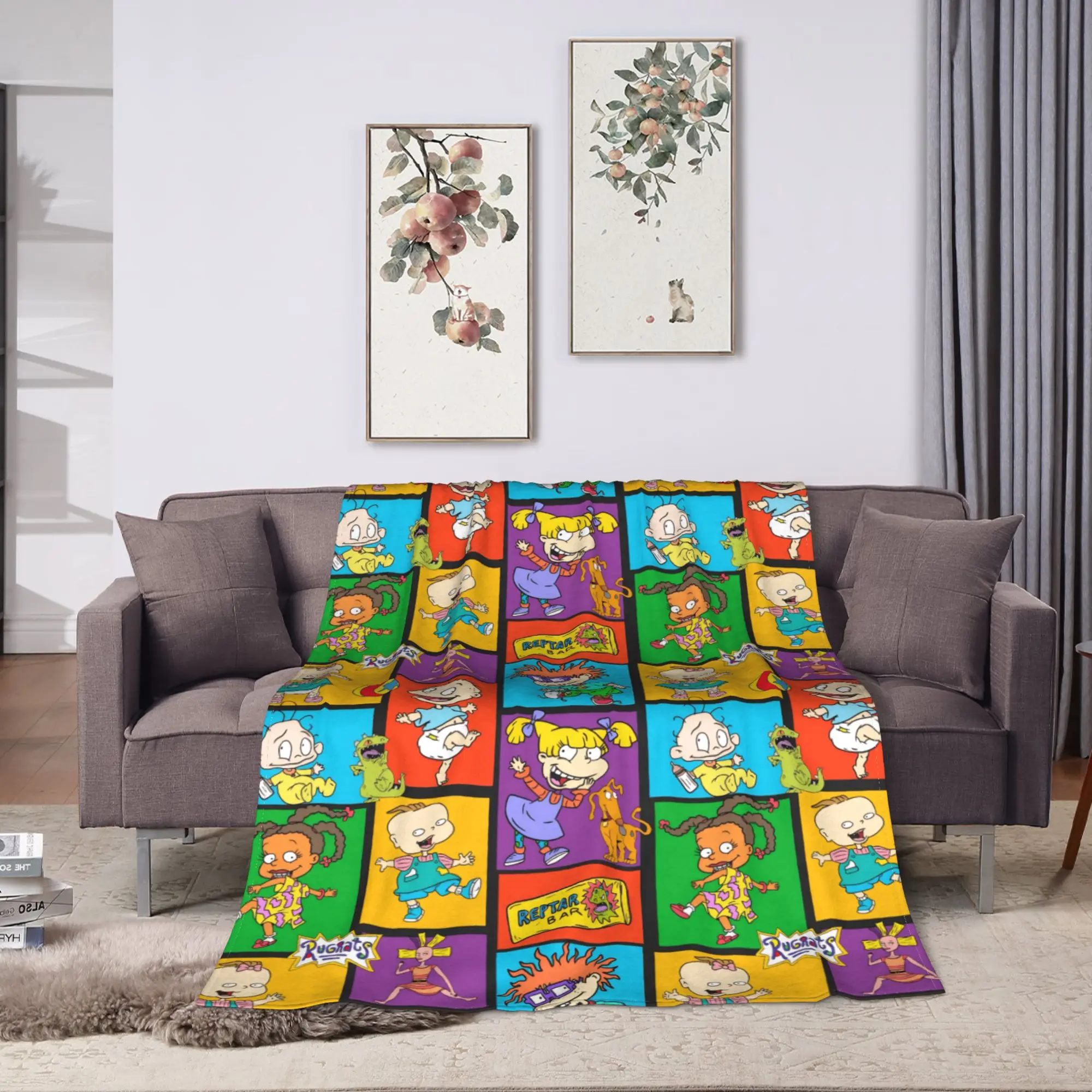 Rugrats الكرتون بطانية سوبر لينة الرسم أفخم الفراش يلقي للأريكة السرير نزهة الفانيلا المفرش غطاء السرير