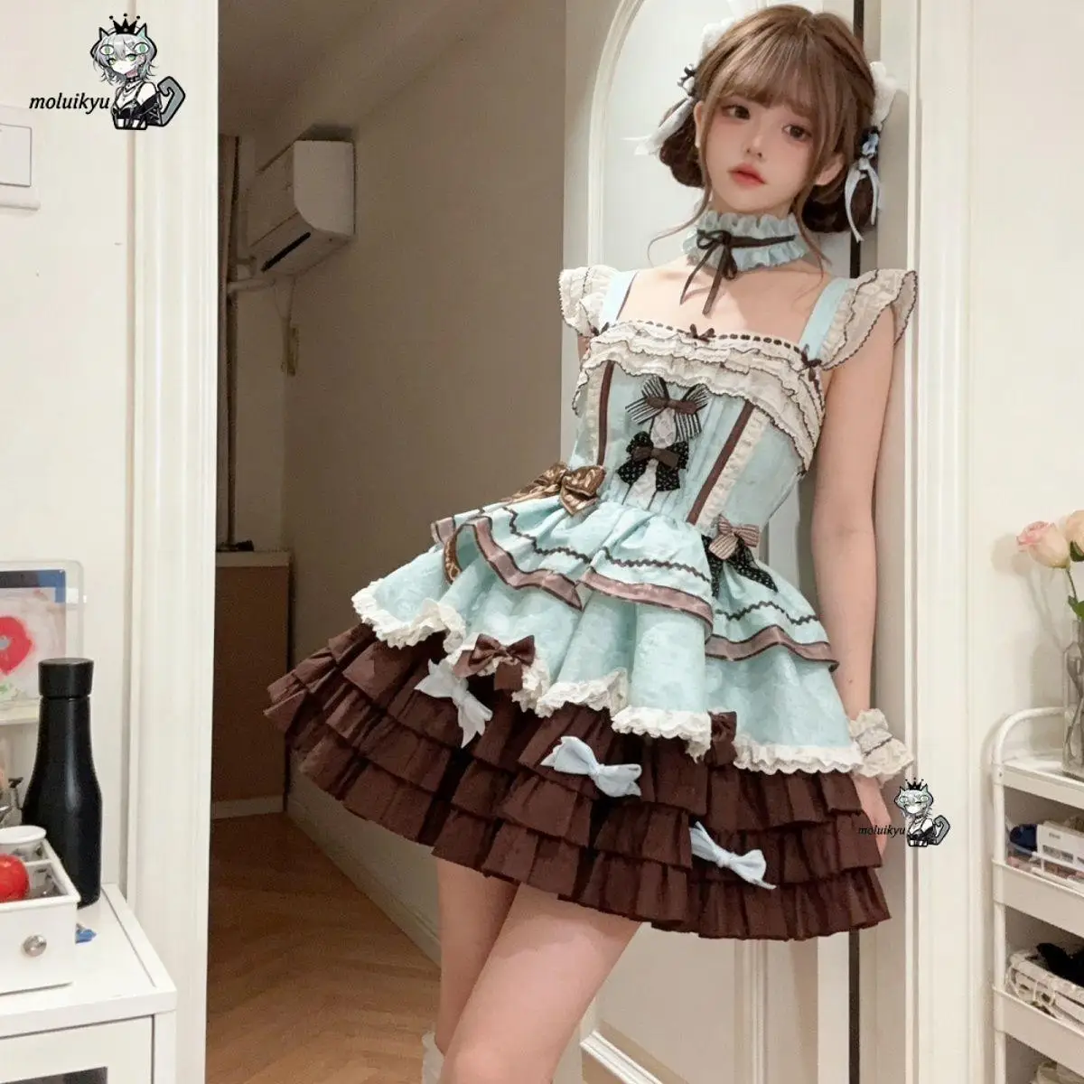 

Kawaii Sweet Japanese Jk Dress Set Women Cute Bow Sleeveless Cake Skirt New Stitching Harajuku Party Lolita Outfit 2026 Summer
