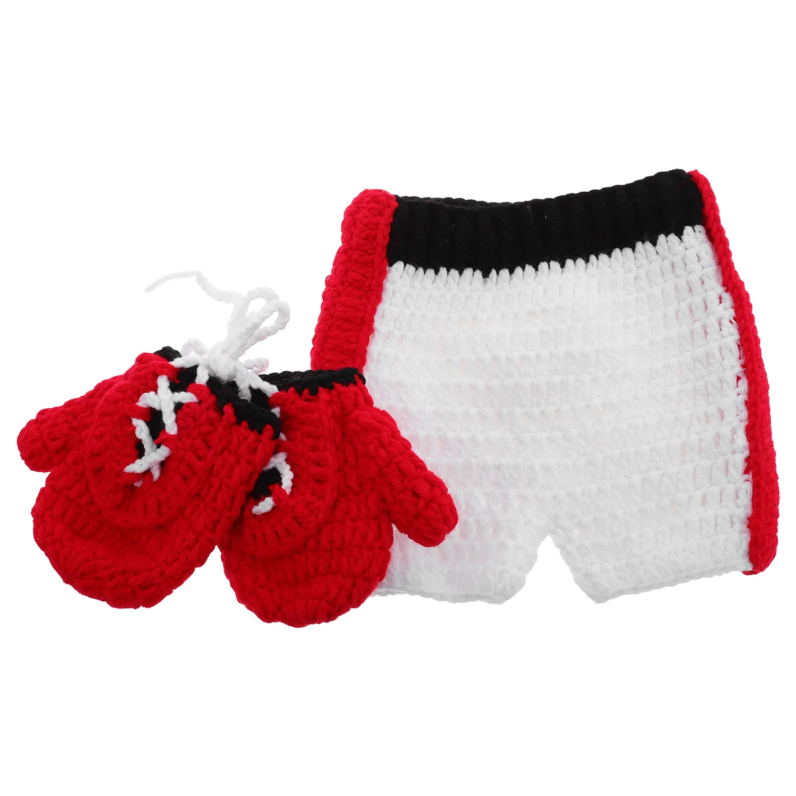 1Set Adorable Newborn Boxing Outfit Soft Knitted Baby Photoshoot Costume for Girls Boys Newborn Photography Outfit Infant Photo