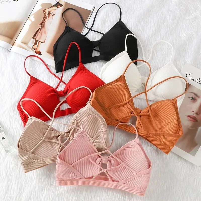 Sexy Cross Bra Tube Top Bralette Women Crop Top Female Sexy Lingerie Beauty Back Intimates Crop Top Seamless Padded Underwear