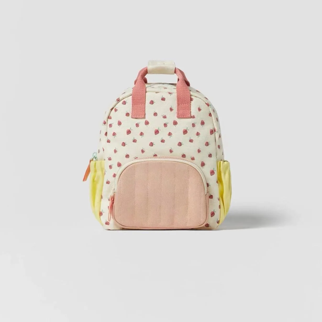 New Children's Student Kindergarten Personalized Canvas Fruit Bag Strawberry Print Backpack School Bag