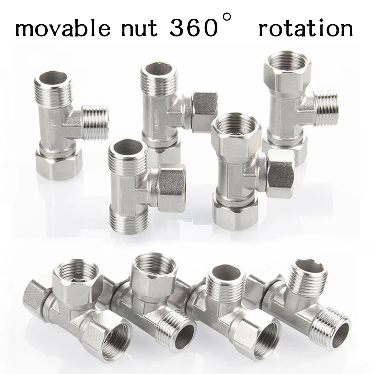 محول ثلاثي الاتجاه من الفولاذ المقاوم للصدأ، تي شيرت سميك للذكور والإناث، موصل غطاء مرن قابل للإزالة (أعلى)، موصل محول T لـ A