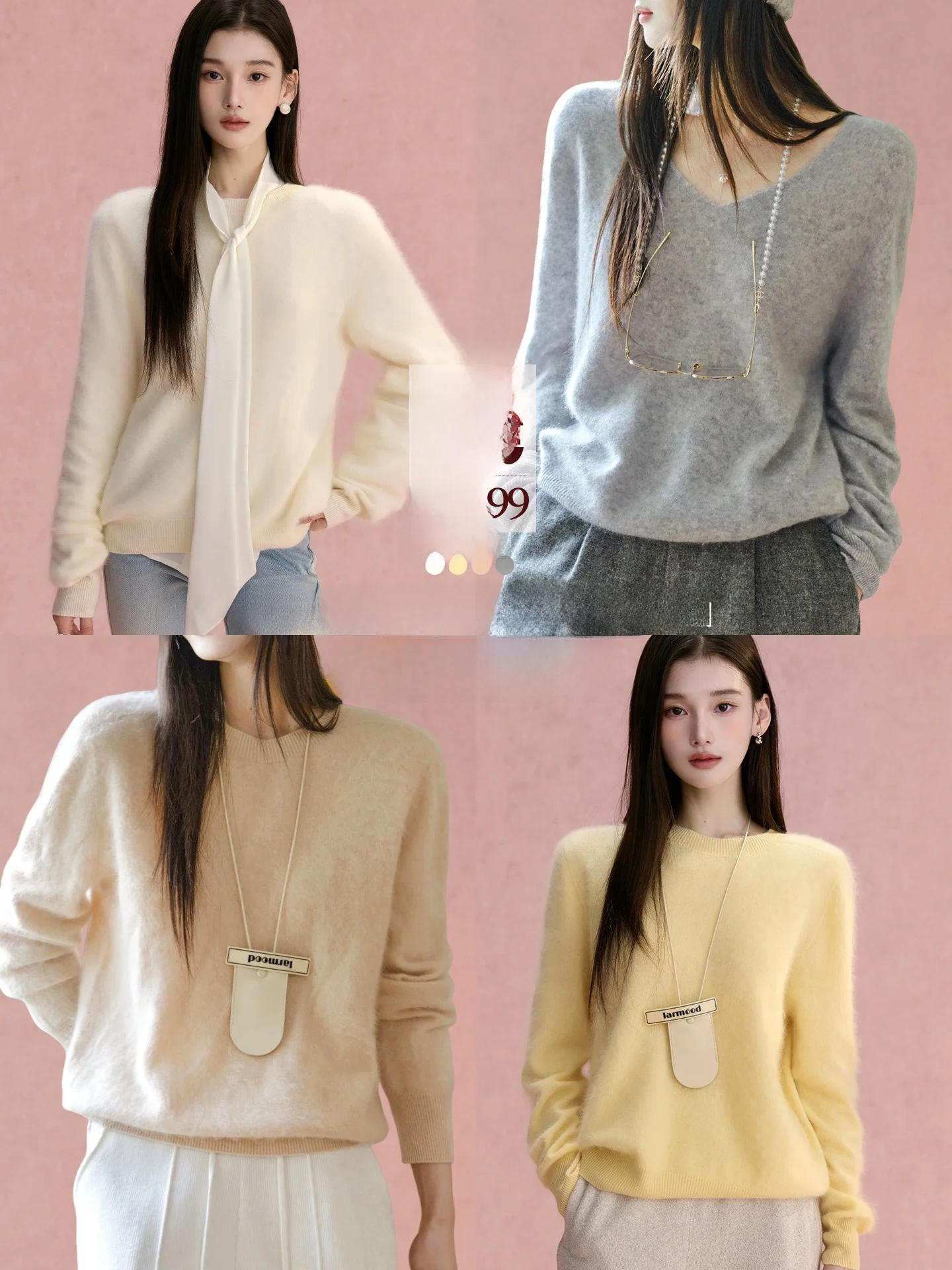 

Classic North Island Camere Wool Blend Knitted Sweater Soft V-ne Pullover 99 Pieces Handmade Warm Cozy Women's Faion