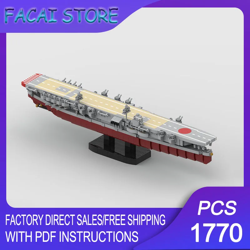 

Warship Model Moc Building Bricks Modular Aircraft Carrier Kaga Model Technology Blocks Christmas DIY Toy Construction Gifts