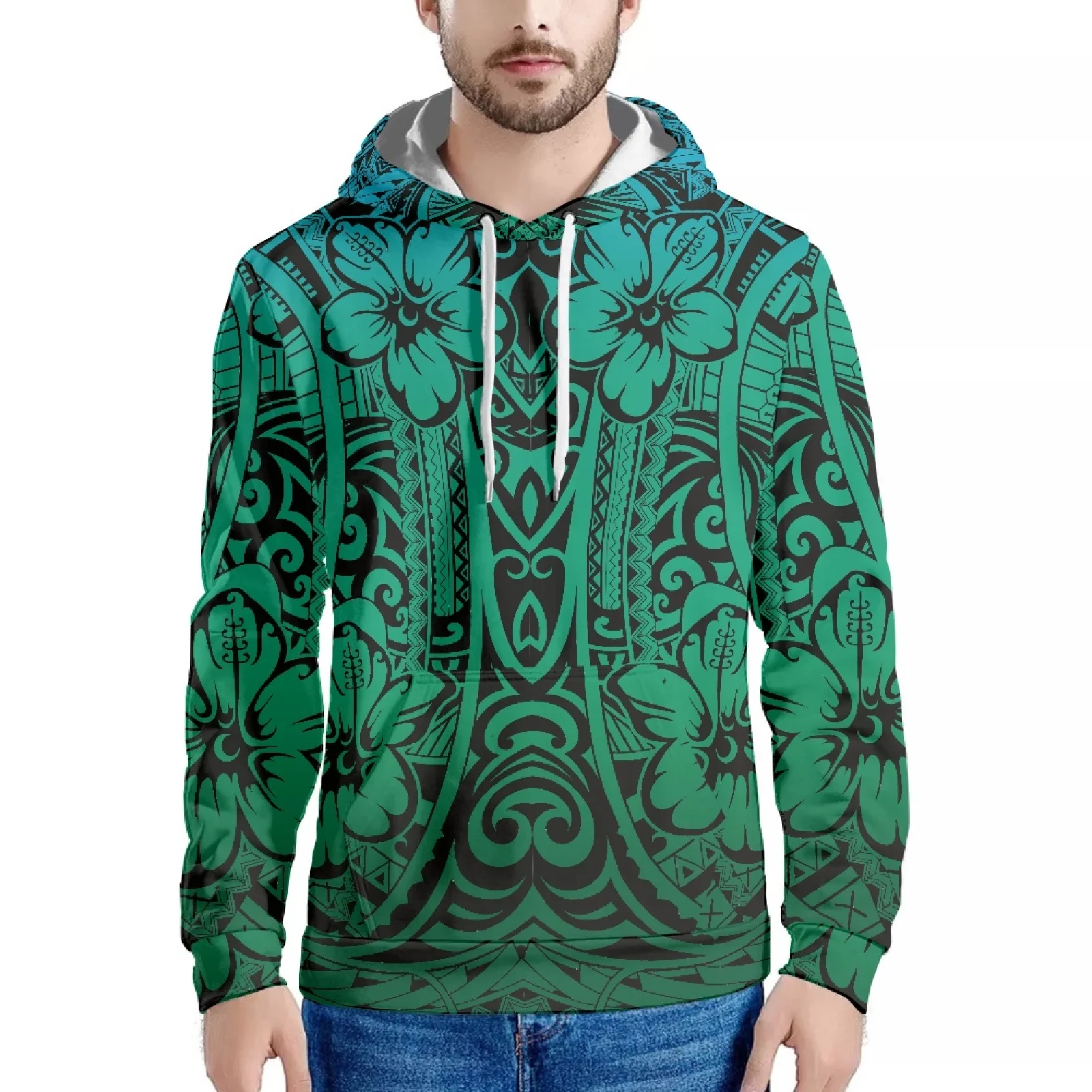 Tattoo Polynesian Style Graphic Design Print Hawaiian Sweatshirt Long Sleeve Fashion Hoodie Slim Men's Hoodie Fall/Winter