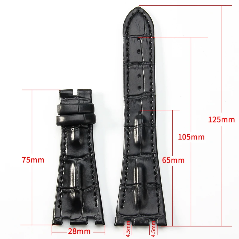 Waterproof Cow Leather Watchbands for Audemars & Piguet Royal Oak 15710  26471 26474  28mm  with Folding Buckle Watch Strap