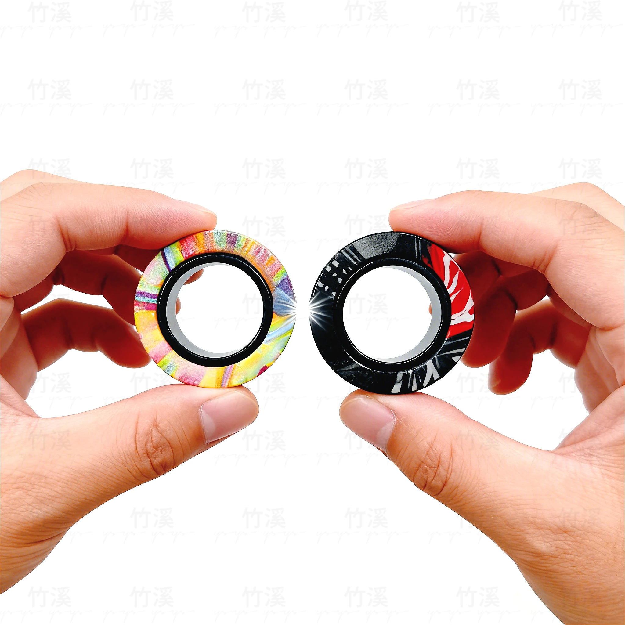 ●Magnetic Spinner Rings Set of 3 - Fidget Toys for Adults, Teens & Kids, Stress Relief, Stainless Steel