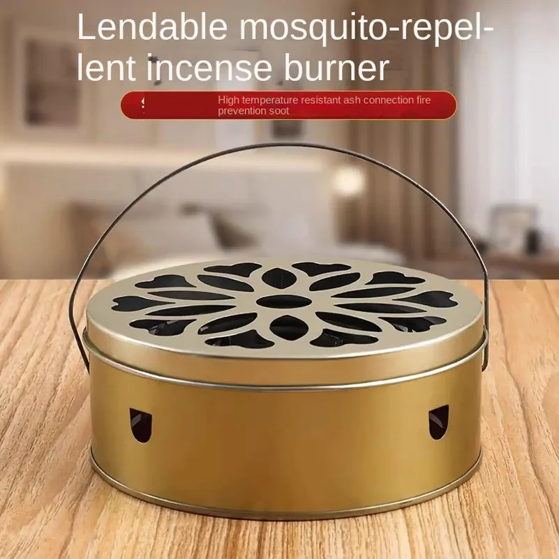 Portable Stainless Steel Mosquito Coil Box with Cover and Handle, Anti-scald Mosquito Incense Holder for Camping Patio