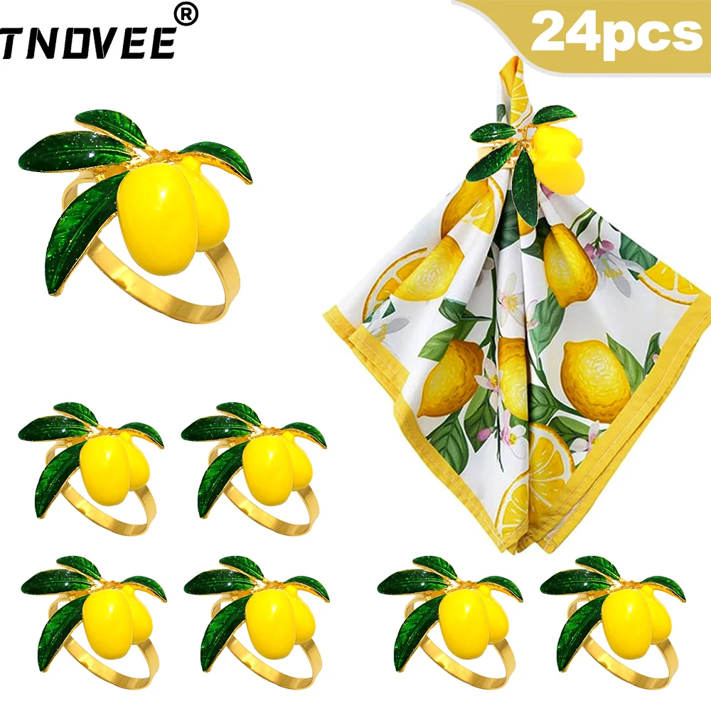 Anéis De Guardanapo De Limão Amarelo, Suporte De Frutas, Fivela De Quinta, Festa De Casamento, Natal De Ação De Graças, Decoração De Mesa Em Casa,