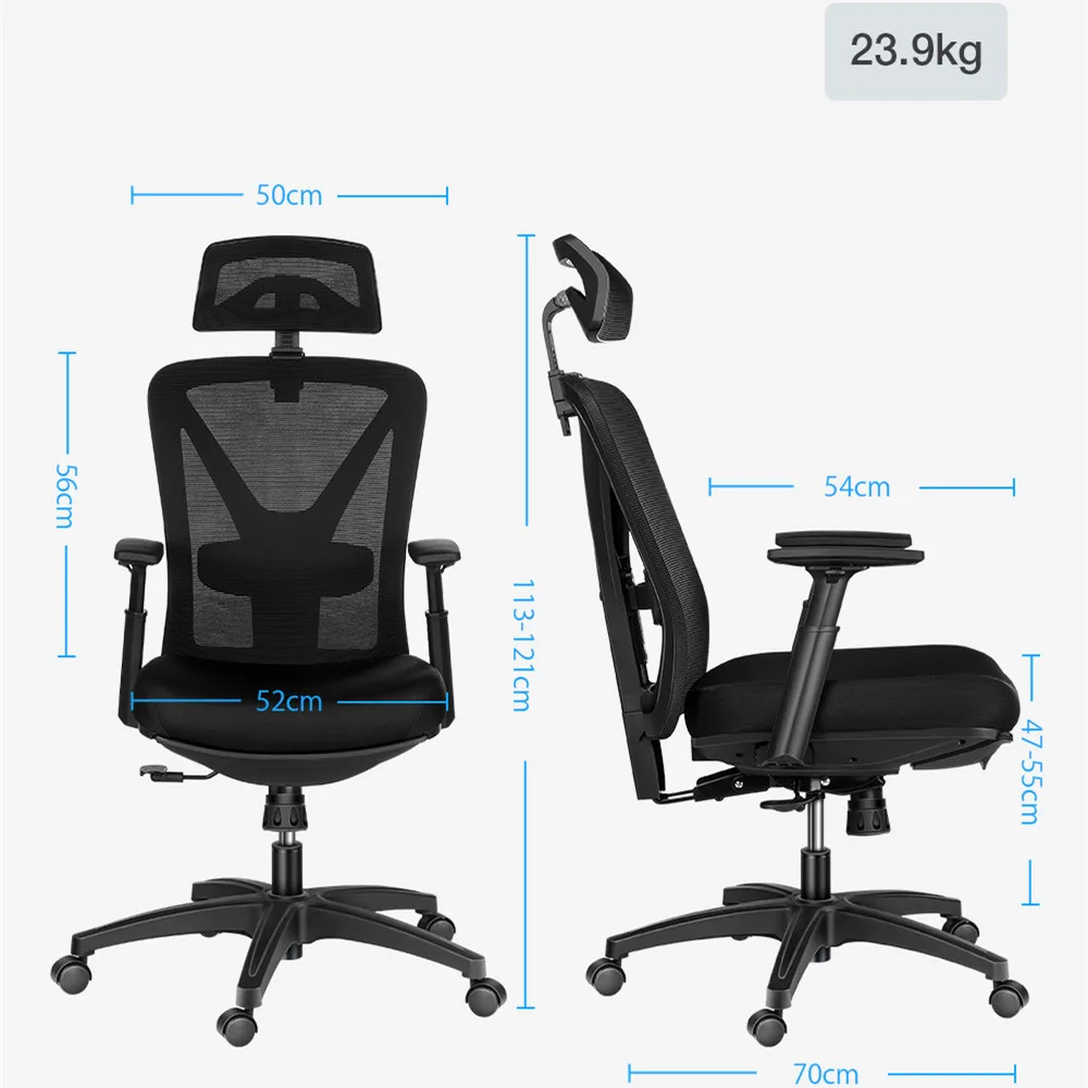 Office Chair Mesh Midday Rest Chair with Hidden Retractable Footrest Adjustable Headrest & Lumbar Support Breathable Mesh Chair