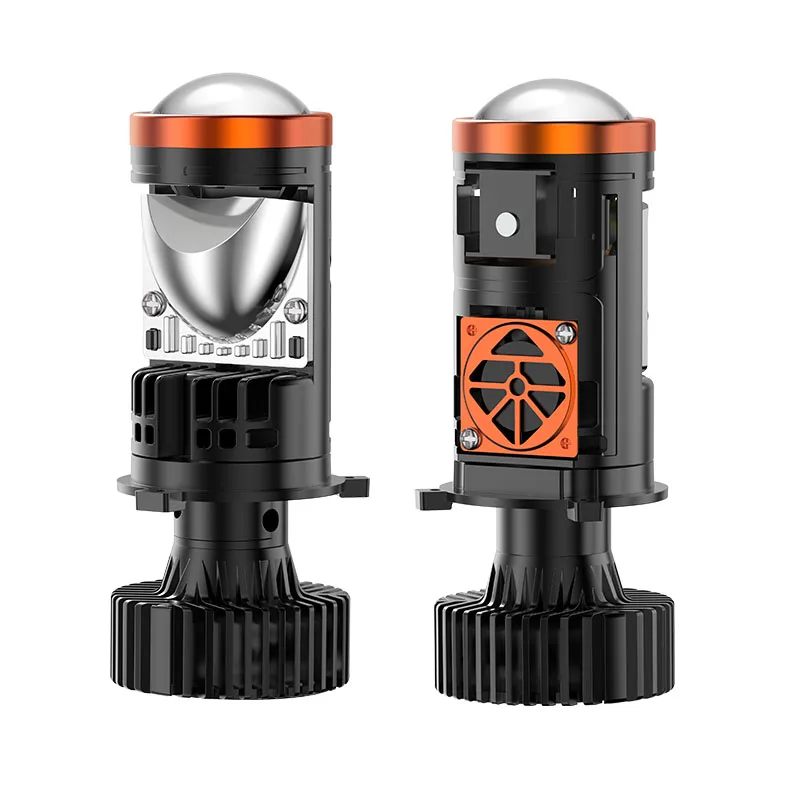 Y5PRO H4 LED Projector Mini HD Fisheye Lens Auto H4 LED Headlight Bulbs with Solenoid Design Dual Fan Cooling Hi/Low Lamp