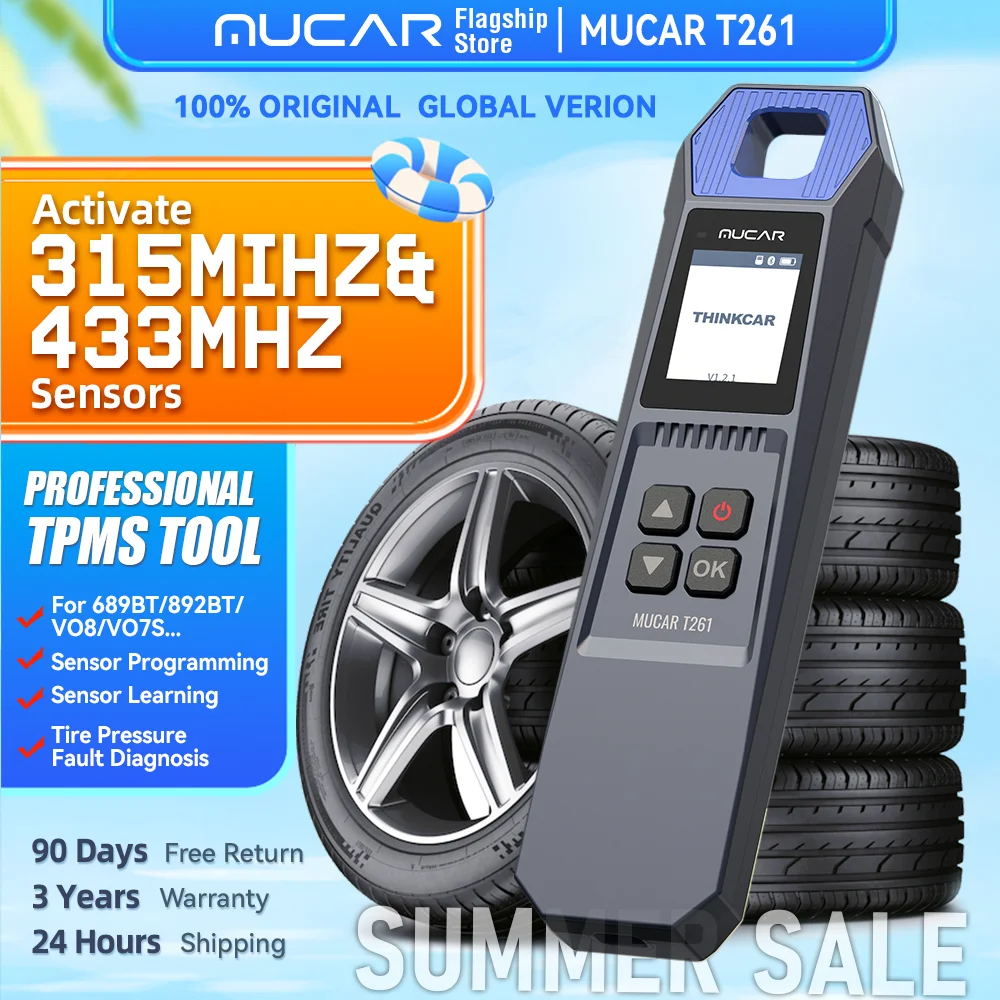 

MUCAR T261 Car Tire Pressure Diagnose Tool Automotive TPMS Sensor Programming Learning Activator For MUCAR 892BT 689BT Scanner
