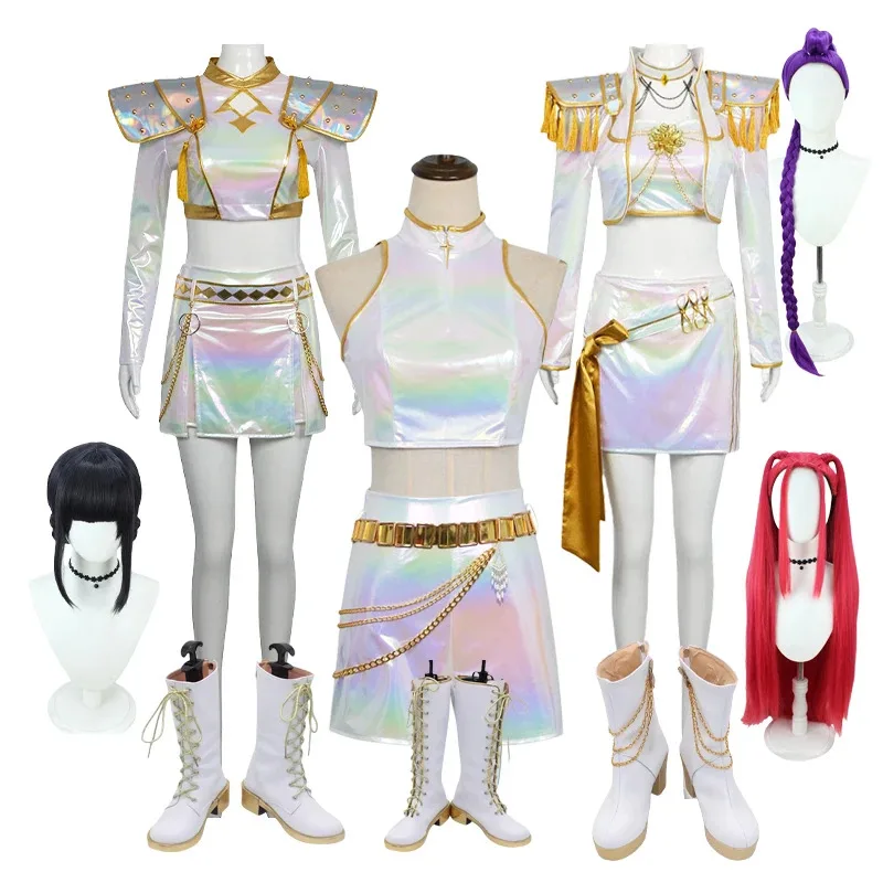 Película de Anime HUNTR X KPOP Zoey Rumi Mira, disfraz de Cosplay para adultos y niños, traje blanco para fiesta de Halloween, juego de rol, actuación