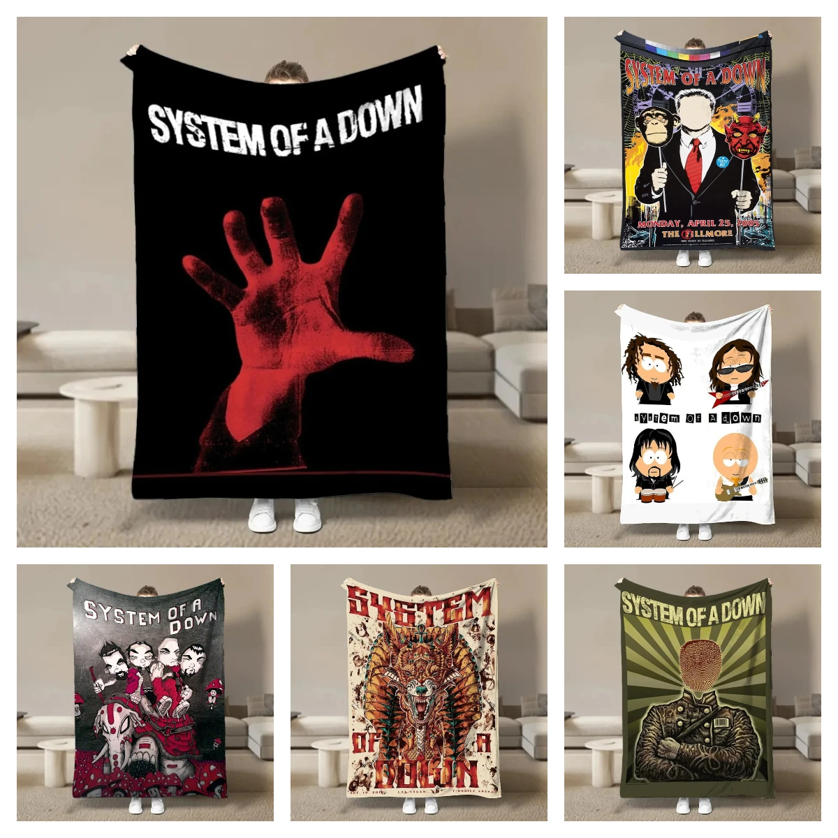 

8 Size Heavy-Metal-Band Flannel Blanket Throw Blanket Tourist Blanket Fashion Sofa Blankets Nap blankets for beds Kid Adult Gift