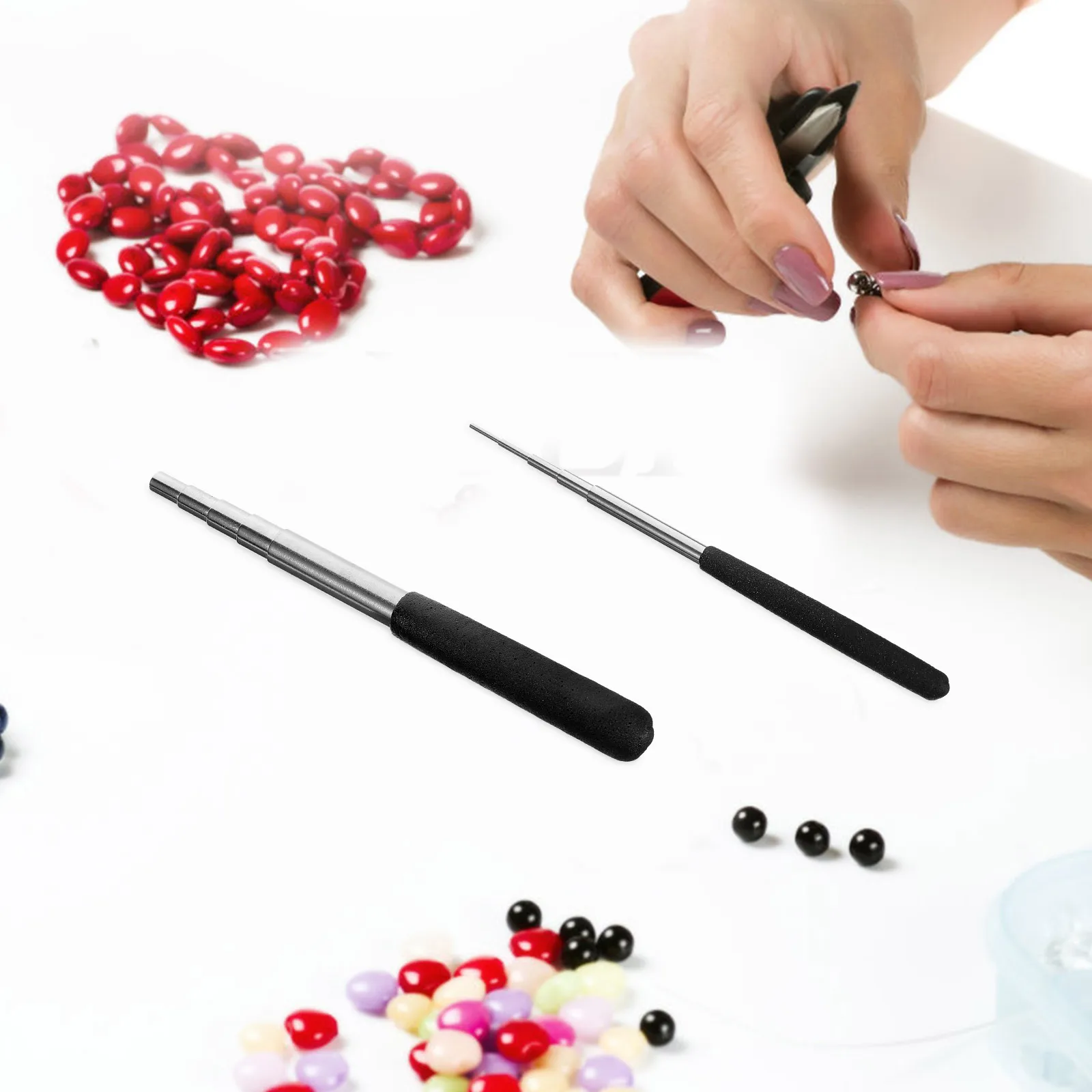

1 set Wire Molding Rods Steel Mandrel Jewelry Tools Large Small Size Black Sandpaper Practical Wire Loop Stick