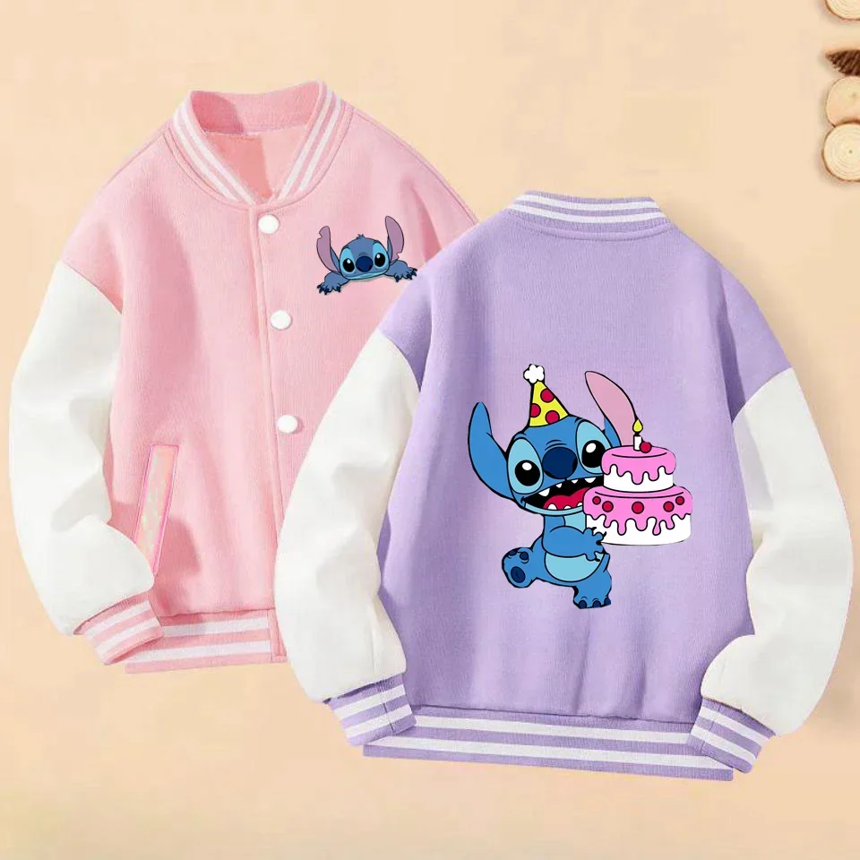 

Kids Stitch Baseball Uniform Sweatshirts Autumn Winter Boys Jacket Hoodie Long Sleeves Sweater Girls Clothes