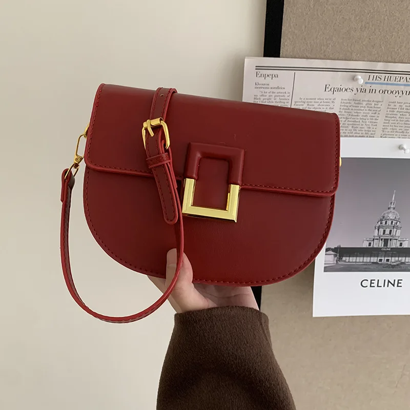 2024 New Fashion Women\'s Handbag, Luxury Small Handbag with Leather Shining Face, Single Shoulder Crossbody Square Saddle Bag