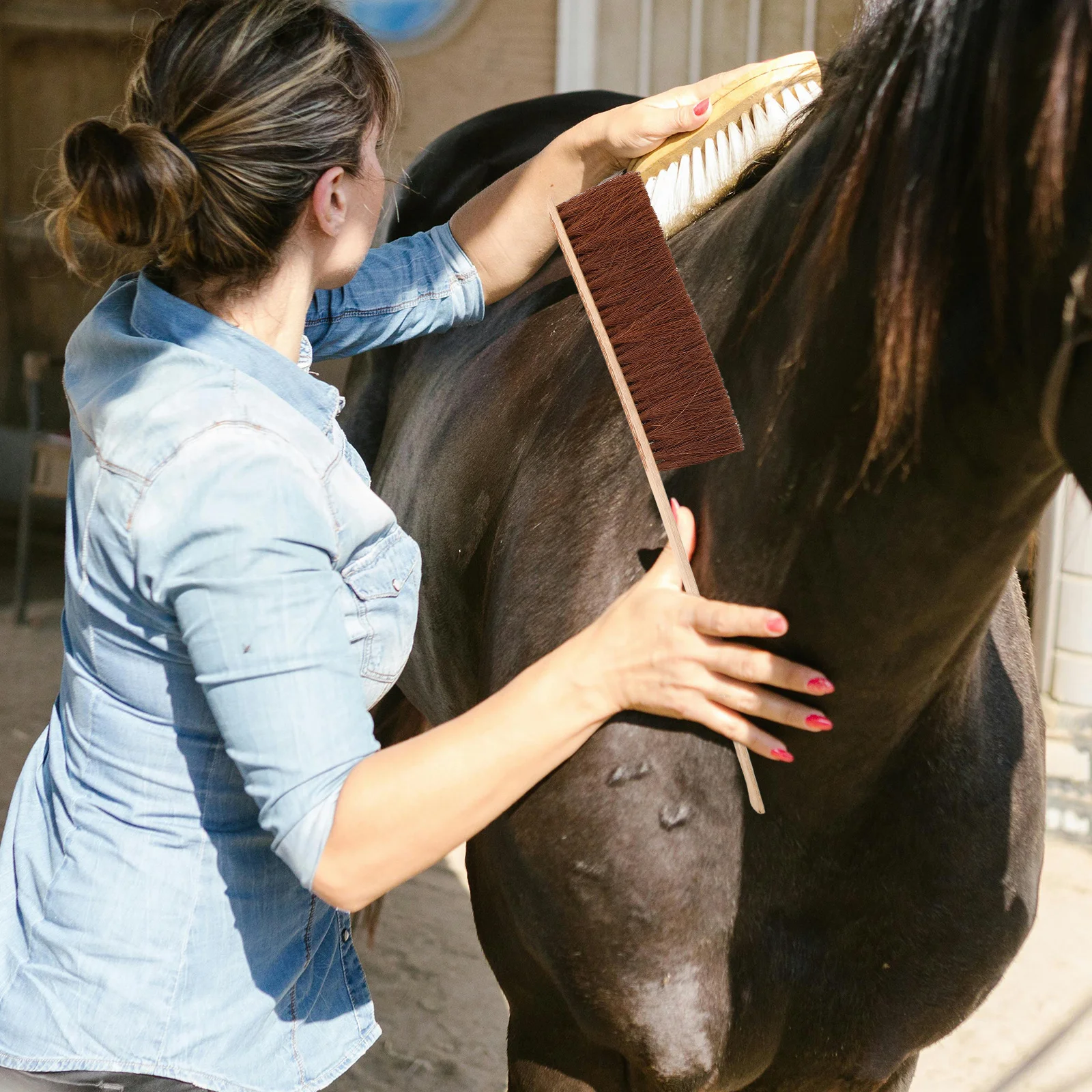 فرشاة تنظيف الحصان، بناء قوي، اختراق عميق لإزالة الشعر بشكل فعال، لمسة ناعمة، آمنة على البشرة، متعددة الوظائف #2