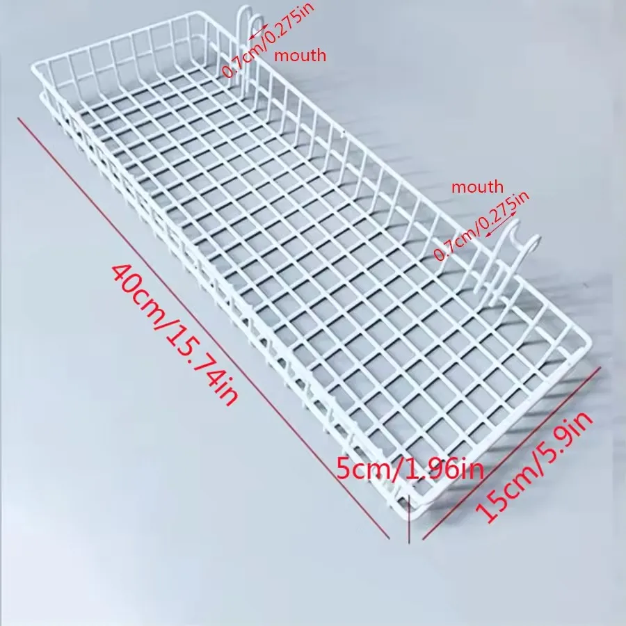 Heavy Duty Metal Wire Grid Wall Storage Basket Hanging Organizer Rack for Bathroom Kitchen Home Wall Mounted Shelf Black White